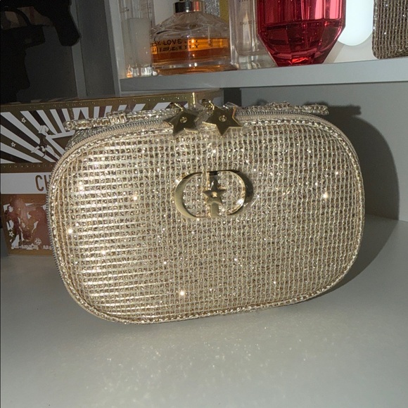 Gold Dior   Holiday 2025 Glitter makeup pouch with zippers - Picture 2 of 7